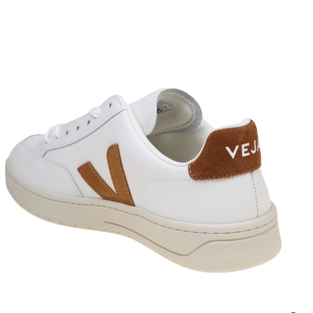 VEJA V 90 SNEAKERS IN WHITE AND CAMEL LEATHER women size 8 - Picture 5 of 16